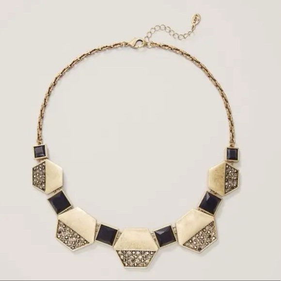 Ann Taylor Jewelry - ANN TAYLOR LOFT Metallic Pave Hexagon Necklace - GOLD TONED